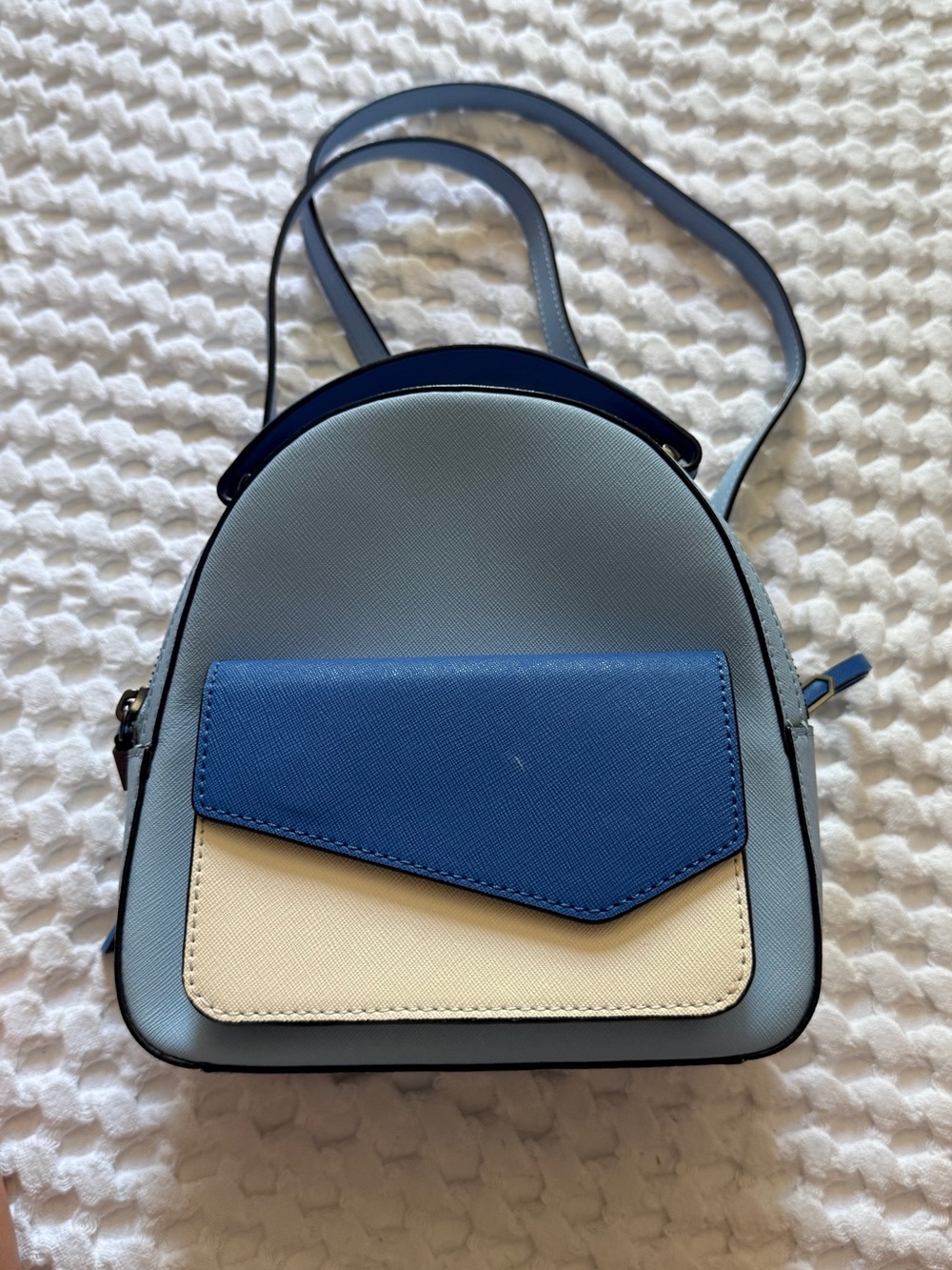 Botkier Blue Navy and Cream Saffiano Mini Backpack Crossbody